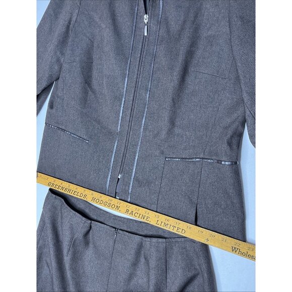 Jex Collection Women’s 2 Piece Brown Suit Skirt & Jacket Blazer Set Size 16 (46) - Picture 9 of 16